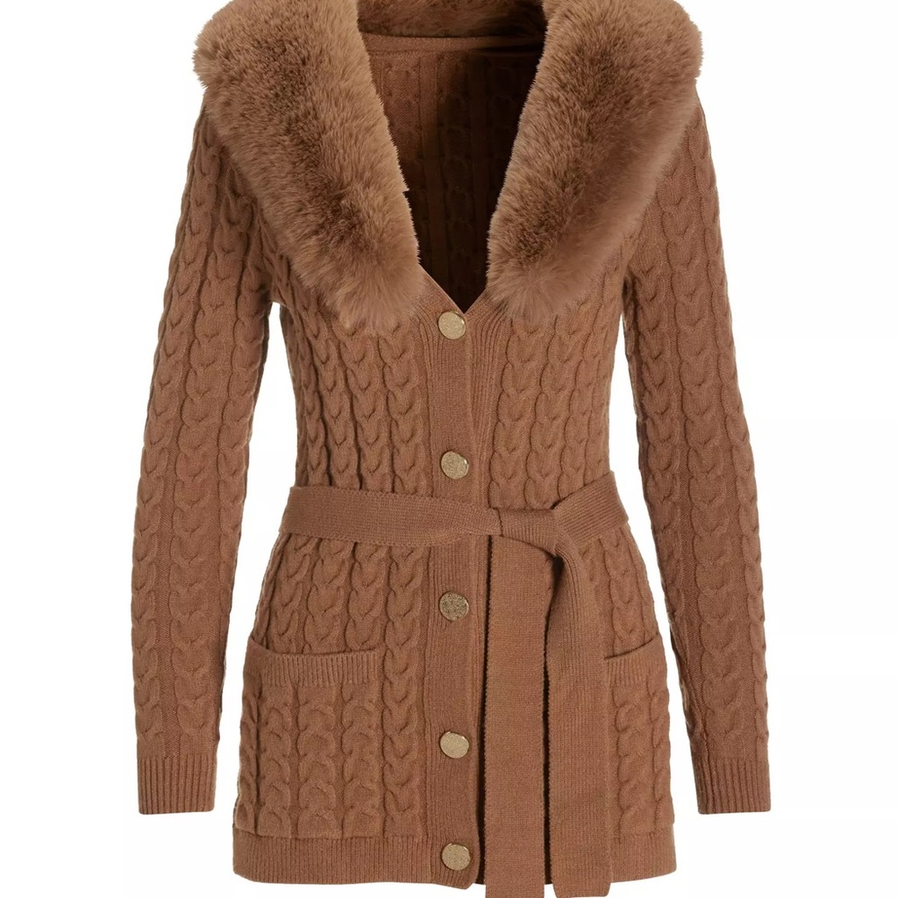 NWT Boston Proper Brown Cable Knit Cardigan